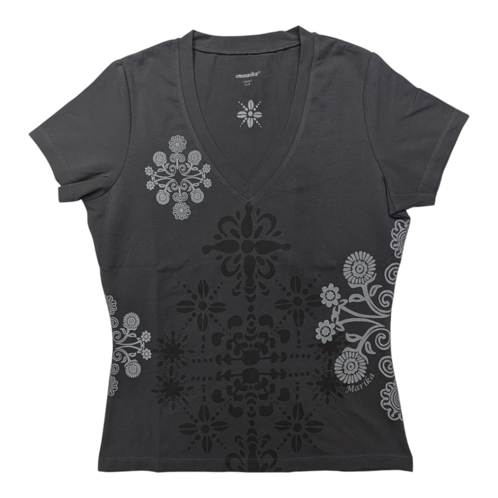 Marika Activewear T-shirt Gray V-neck Women's Small